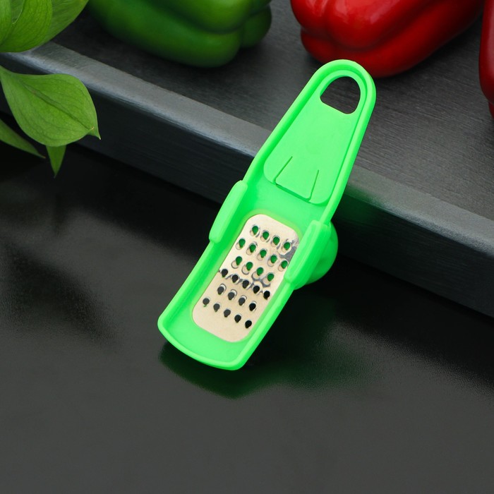 Терка для чеснока с держателем, 14см малая, цвет микс