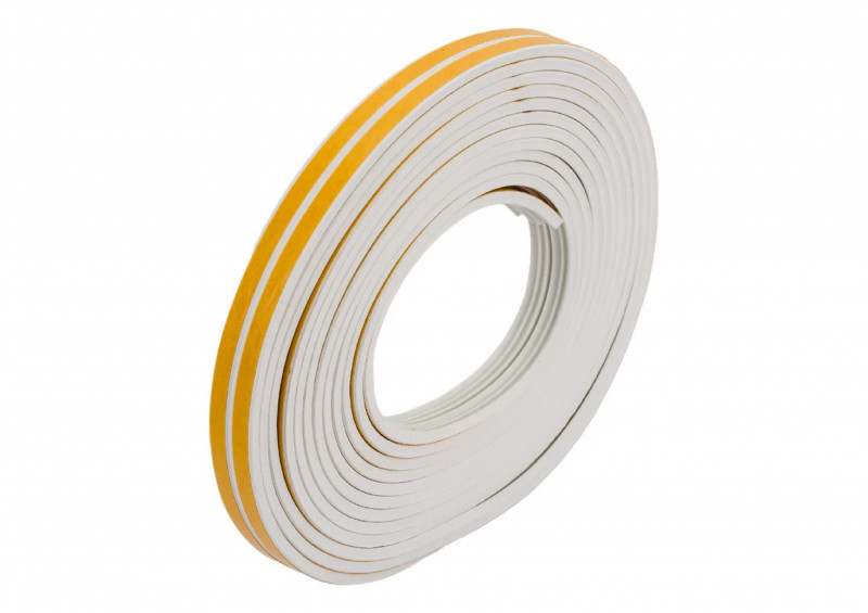 Уплотнитель для окон резиновый WALLS Е-профиль на клейкой основе белый 10м