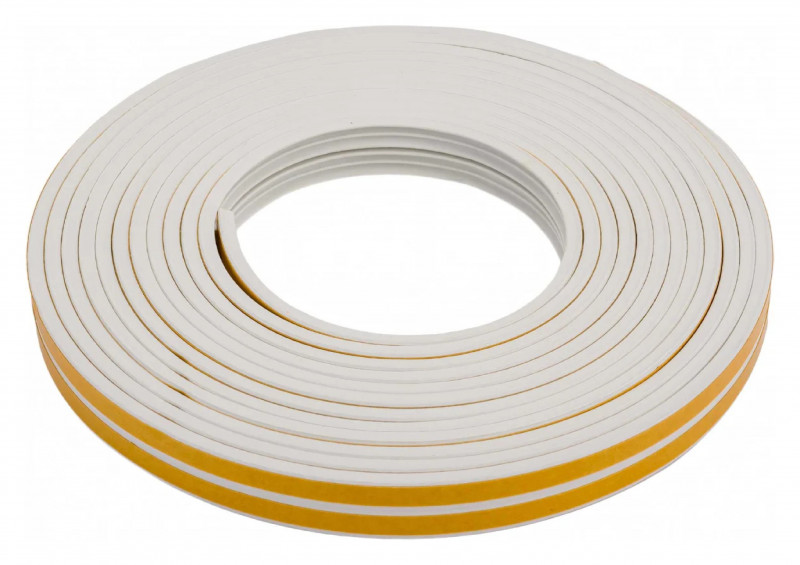 Уплотнитель для окон резиновый WALLS Е-профиль на клейкой основе белый 10м