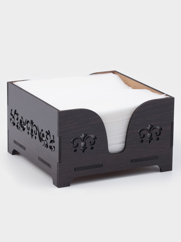 Салфетница Мокко с салфетками 12,3х12,3см деревянная