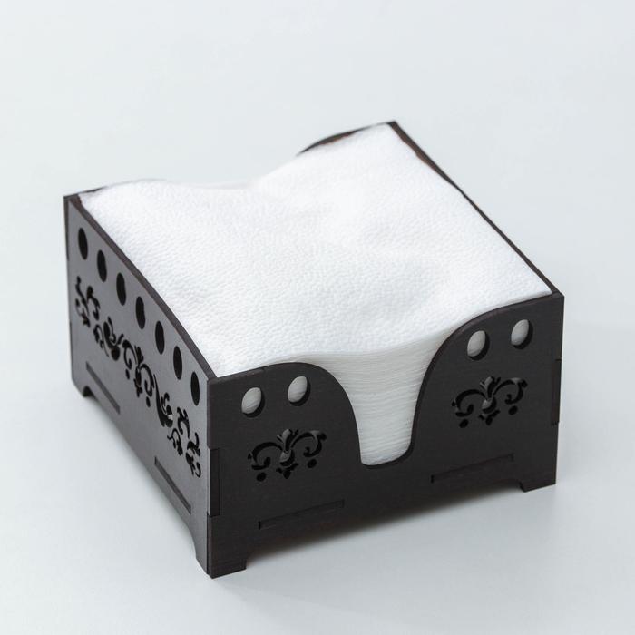 Салфетница Мокко с салфетками 12,3х12,3см деревянная