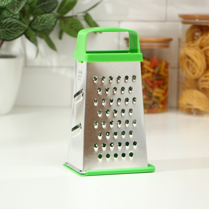 Терка 4 грани, с крышкой-дозатором и платиковой ручкой, 11х9х21см, цвет микс "Универсал"