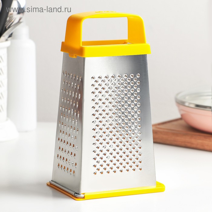 Терка 4 грани, с крышкой-дозатором и платиковой ручкой, 11х9х21см, цвет микс "Универсал"