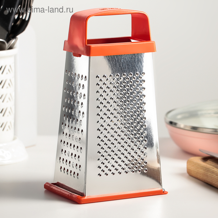 Терка 4 грани, с крышкой-дозатором и платиковой ручкой, 11х9х21см, цвет микс "Универсал"
