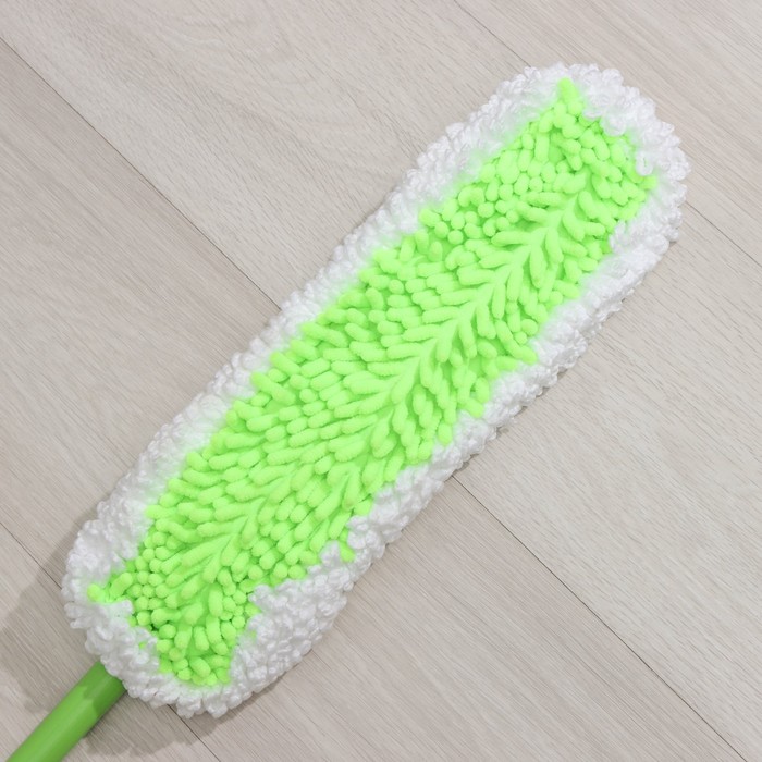 Швабра для мытья пола плоская,насадка из микрофибры 38х8см,телескопическая ручка 77-128см
