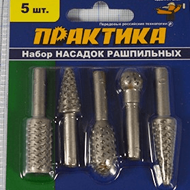 Набор рашпильных насадок стальных по металлу(5шт)